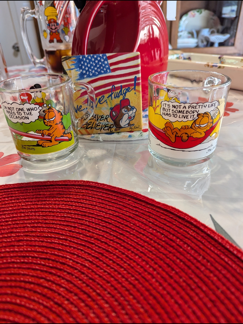 Garfield Cartoon Glass Cups Set Of Two